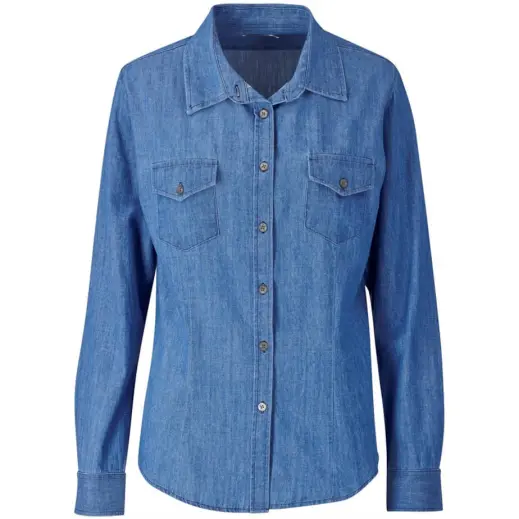 Ladies Long Sleeve Eastwood Shirt Blue Front